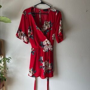 Trixxi Red Floral Romper